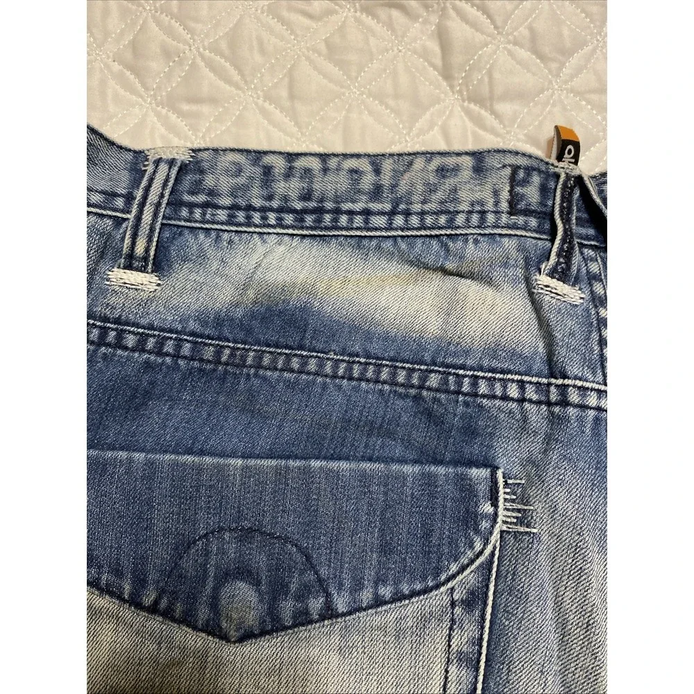 VTG Akademiks Denim Jeans 36 Embroidered Streetwear Missing Button  RN0100964